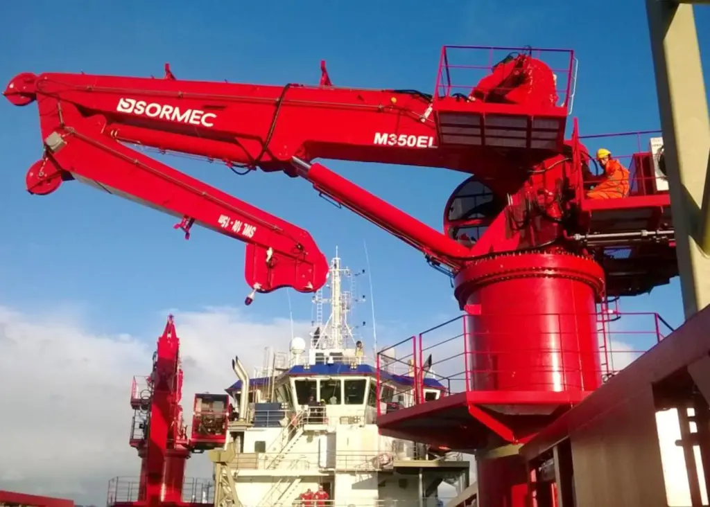 The Sormec M350/EL crane is particularly popular with offshore vessels
