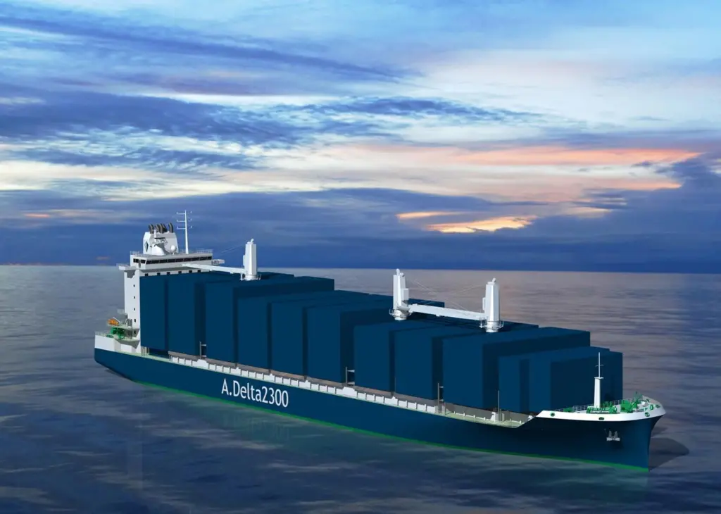 Deltamarin's new design provides a container capacity of 2,322 teu in five cargo holds and on deck. Photo: Deltamarin Ltd