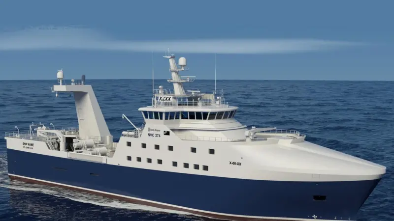 A Vard-built stern trawler for an undisclosed Canadian owner also features winches driven by permanent magnet engines and Rolls-Royce's latest Bergen engine