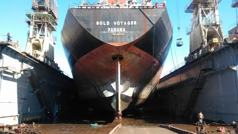 The 195m 'Bold Voyager' is the largest vessel to be lifted by EBH Namibia