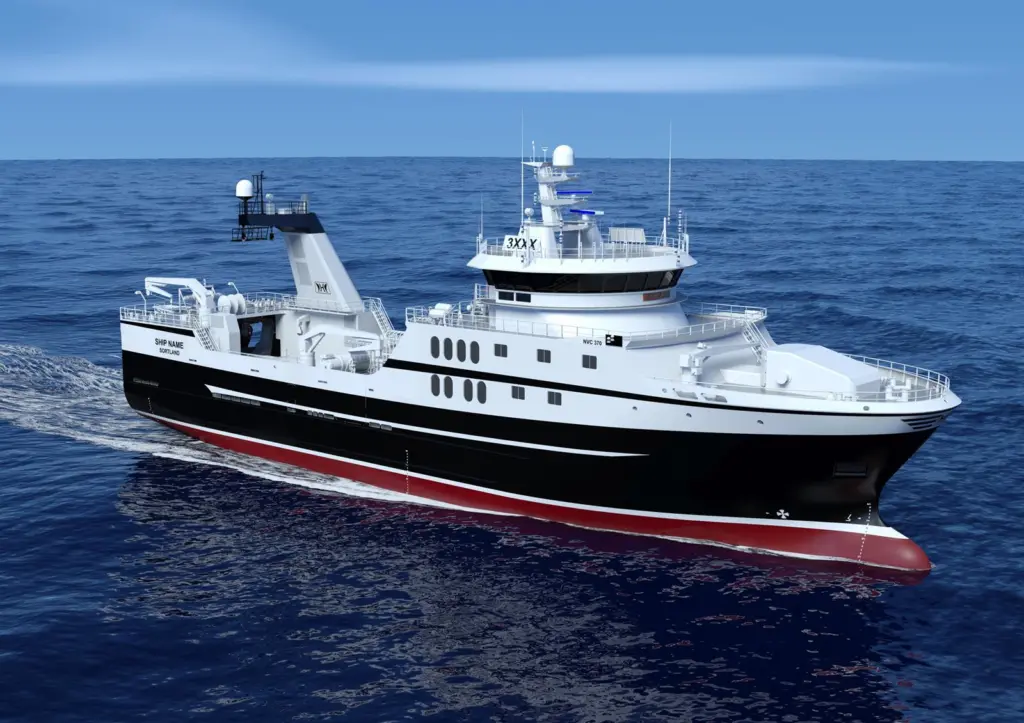 The NVC 370 design stern trawler under construction for Norwegian owner Prestfjord Havfiske in Spain will feature a prototype permanent magnet winch and one of the first new B33:45 engines