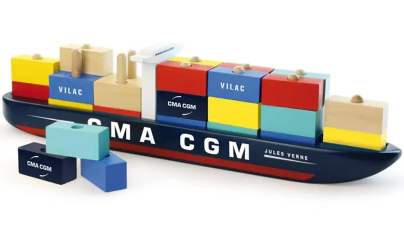 CMA CGM said this is the first maritime-themed wooden toy