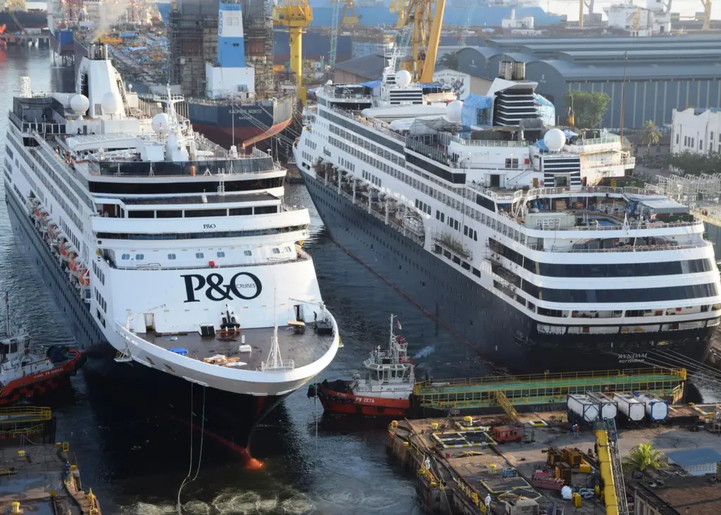 The 'Pacific Aria' and 'Pacific Eden' drydocked concurrently at Sembcorp Marine's Admiralty yard