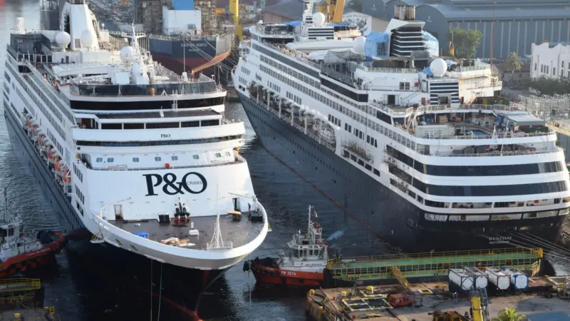 The 'Pacific Aria' and 'Pacific Eden' drydocked concurrently at Sembcorp Marine's Admiralty yard