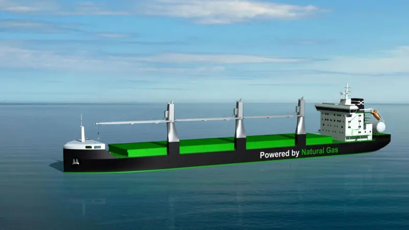 Dual-fuel main and auxiliary engines will help cut CO2 emissions per cargo tonne by more than 50%, says Deltamarin