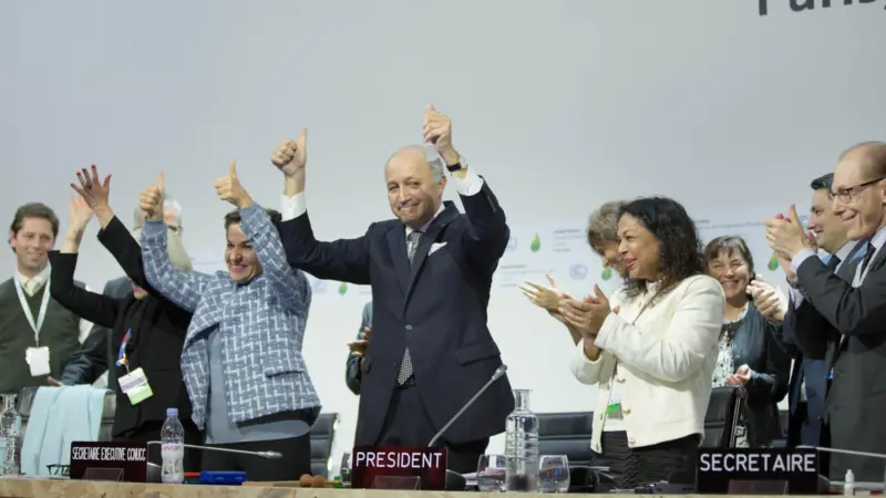 The UNFCCC executive celebrates the Paris Agreement, which makes no mention of measures to reduce carbon emissions from shipping