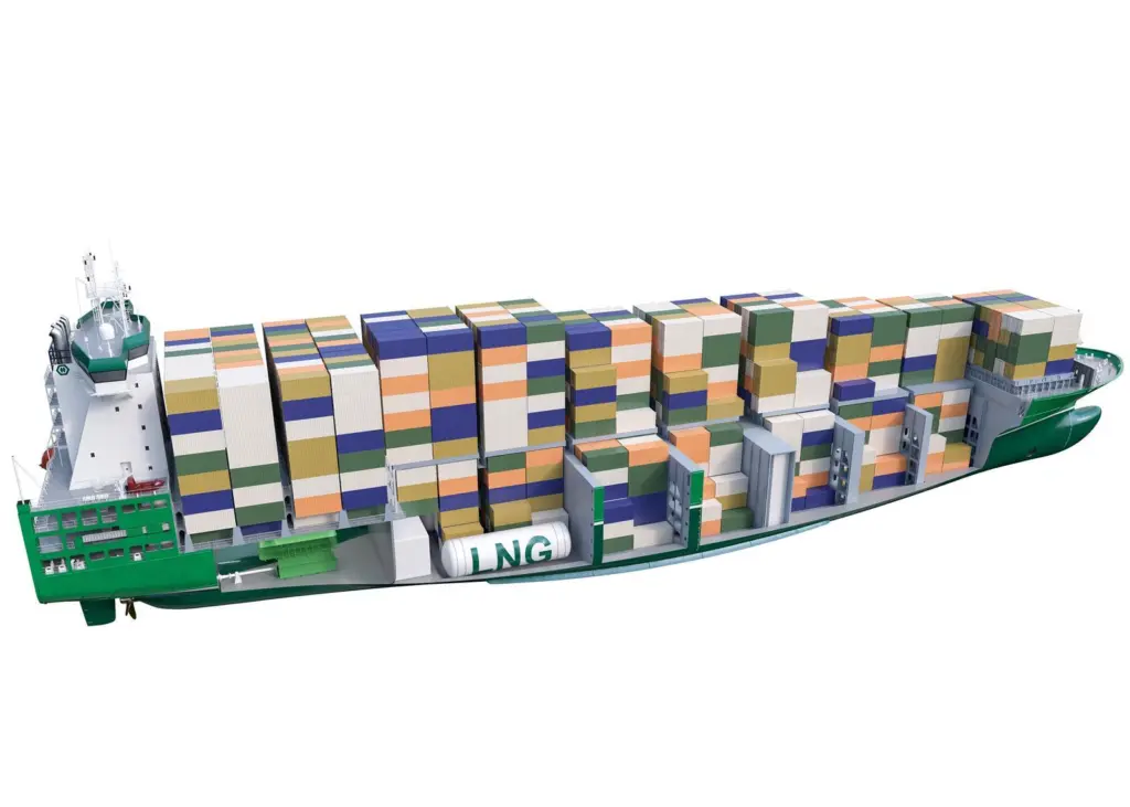 Dual-fuelled MAN engines of 11,060kW each will power the containerships, for delivery in November 2017