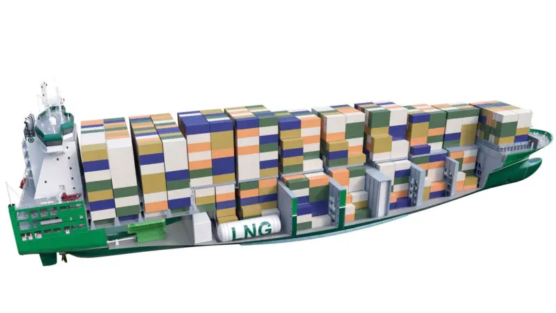 Dual-fuelled MAN engines of 11,060kW each will power the containerships, for delivery in November 2017