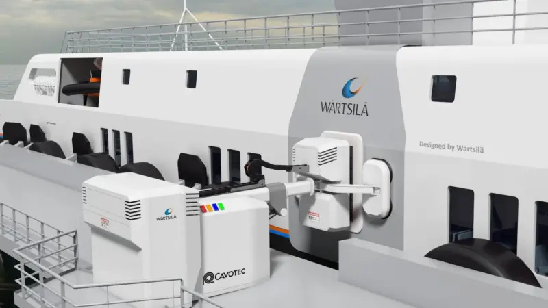 Induction transfer charging and vacuum-suction mooring could eliminate the safety hazards and maintenance demands of ship to shore cabling for electric vessels