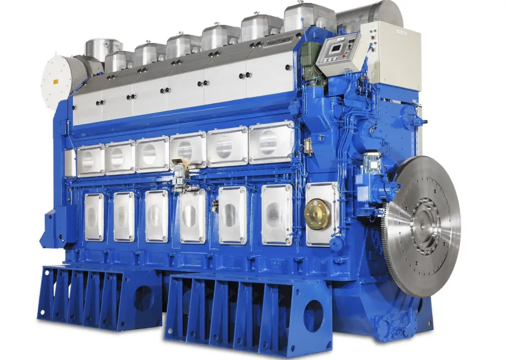 A six-cylinder in-line version of the Wärtsilä 50DF dual-fuel engine
