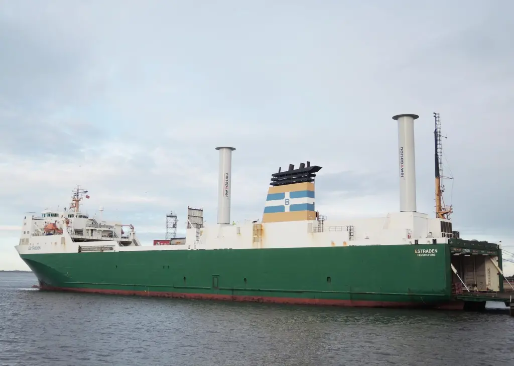 Twin Flettner rotors on ro-ro 'Estraden' reduced fuel consumption by 6.1% and generated an average propulsion boost of 460kW