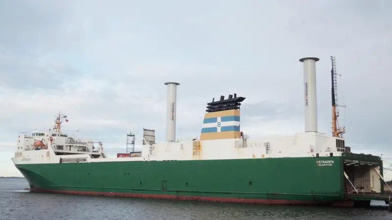 Twin Flettner rotors on ro-ro 'Estraden' reduced fuel consumption by 6.1% and generated an average propulsion boost of 460kW
