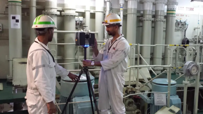 ASRY engineers conduct a 3D scanner survey ahead of a system installation