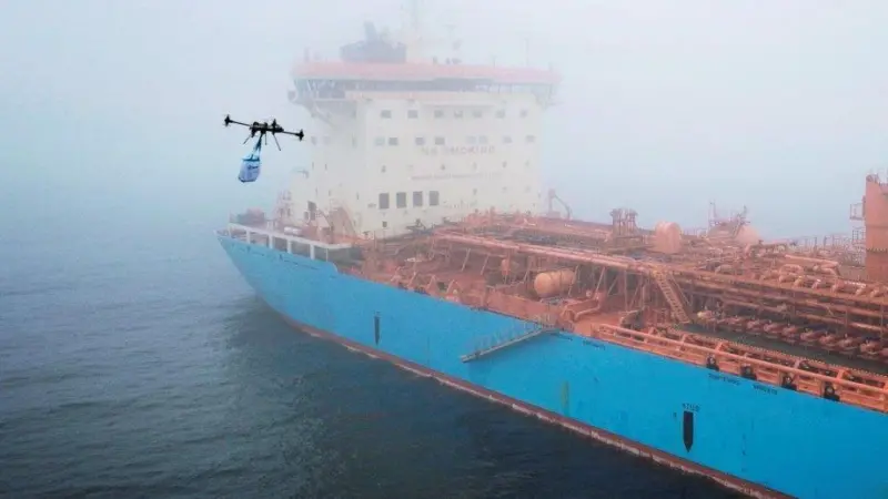 A first successful drone delivery for Maersk Tankers vessel 'Maersk Edgar'