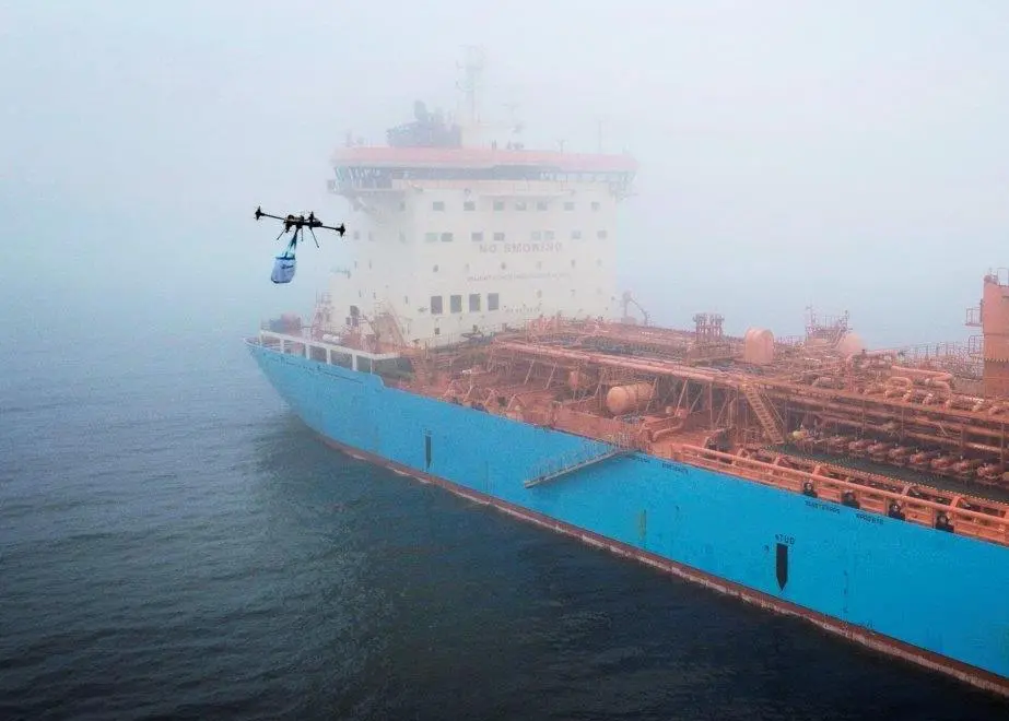 A first successful drone delivery for Maersk Tankers vessel 'Maersk Edgar'