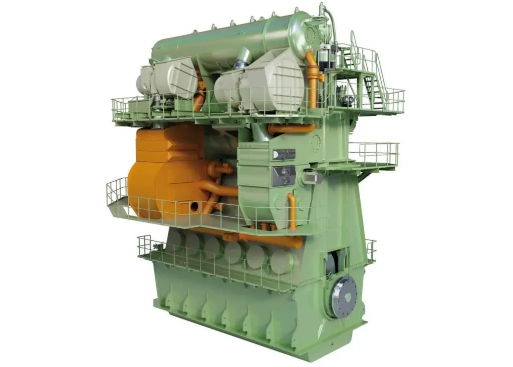 MAN B&W 6G70ME-C9.5 two-stroke main engines feature integrated Exhaust Gas Recirculation (EGR) systems