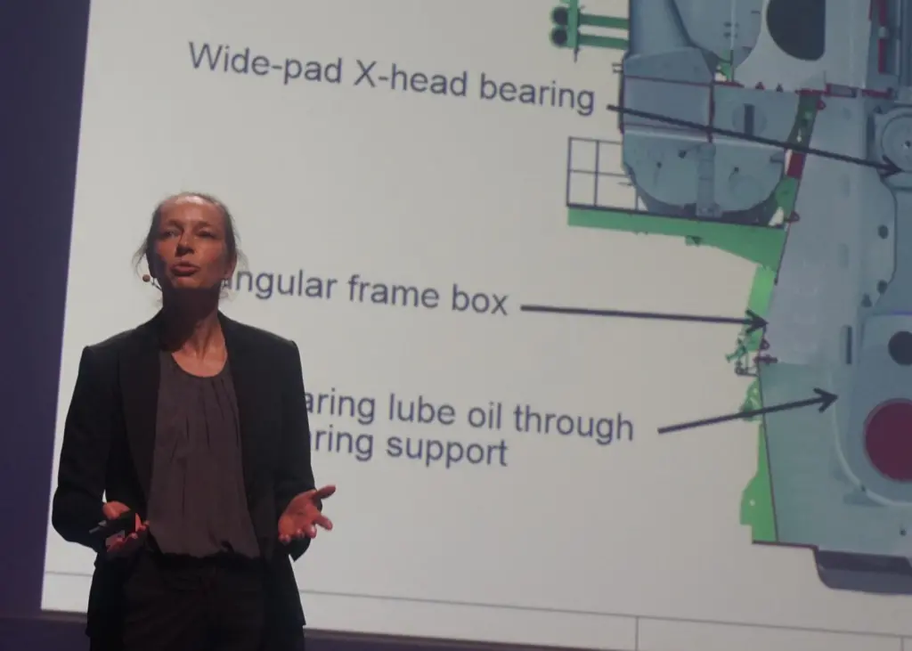 Susanne Kindt of MAN Diesel & Turbo described how footprint and weight were addressed in the new generation S90 engines