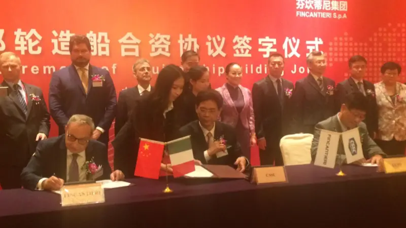 The agreement between Fincanteri and CSSC marks a power play for the development and control of the Chinese cruise ship building market