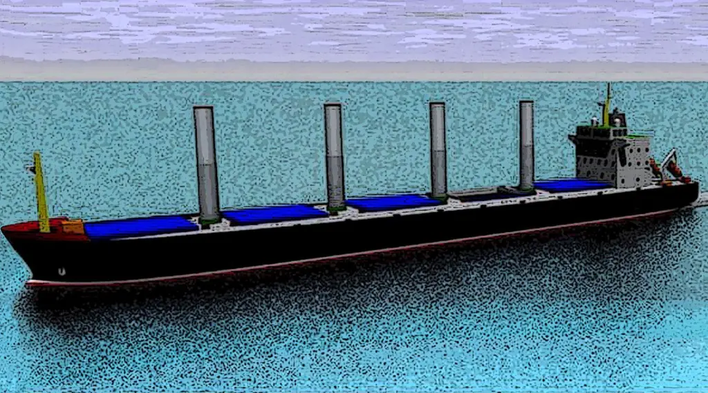 Impression of a retractable Flettner rotor onboard bulk carrier