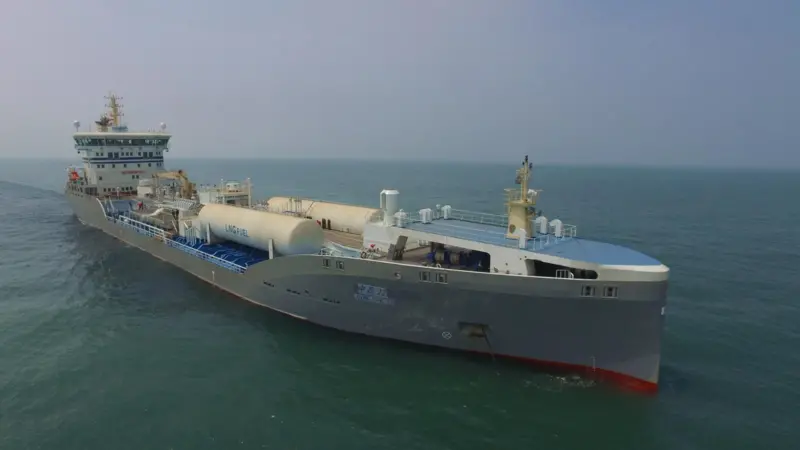 The distinctive lines of Terntank’s new Chinese-built breed of chemical/products tanker.(photo courtesy of AVIC)