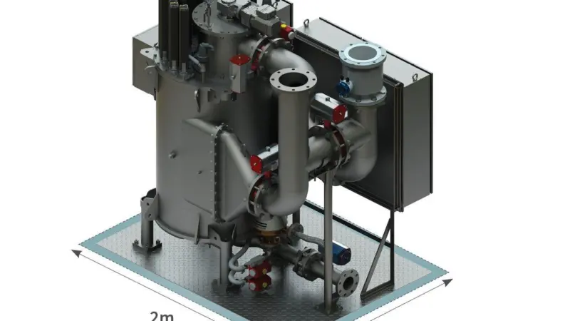 The 250m3/h Trojan Marinex BWT requires only a 3sq m footprint as a result of the inline lamp driver design