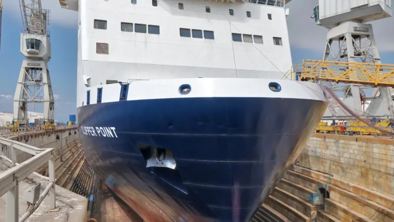 Gibdock has completed a 11-day renewal project on the Seatruck Ferries container/ro-ro vessel 'Clipper Point'