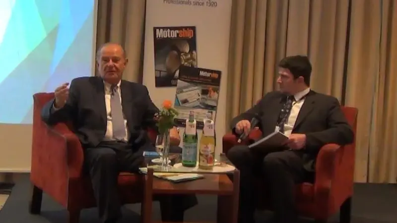 Peter Keller (left), chairman, SEALNG and Gavin Lipsith, editor, The Motorship at Gas Fuelled Ships 2016