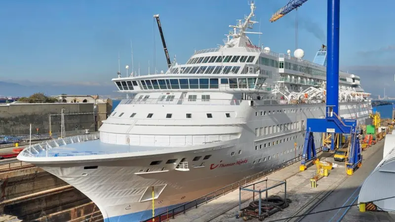 The 41,000gt 'Thomson Majesty' underwent a two-week repair and renewal at Gibdock between winter and summer schedules