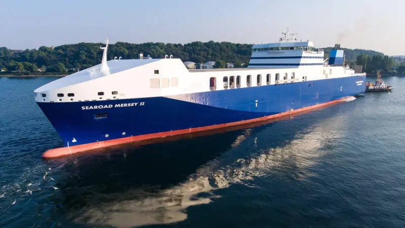 The LNG-fuelled 'Searoad Mersey II', built to support future growth of the Tasmanian economy.