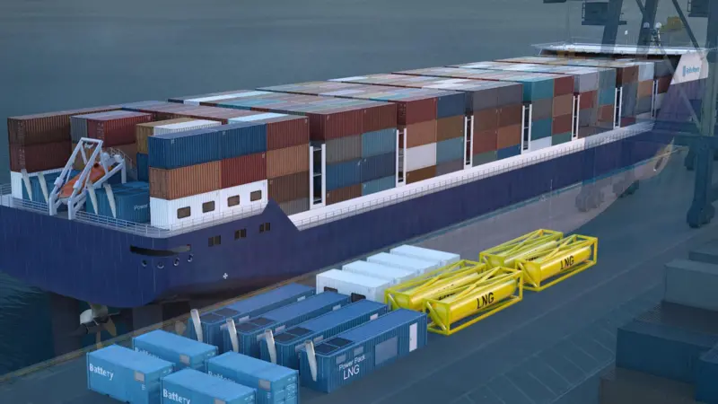 Modular 1,000 teu feeder concept 'Electric Blue' offers Rolls-Royce's vision of a low-cost, future proof solution for owners