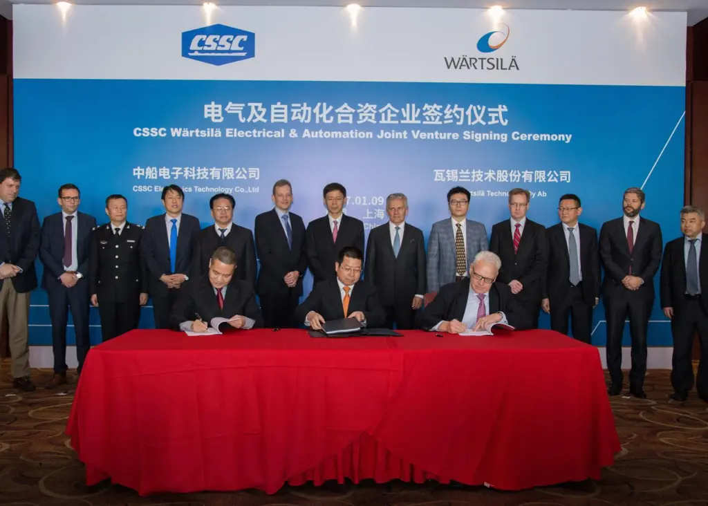 The new joint venture company agreement was signed by representatives from CSSC and Wärtsilä