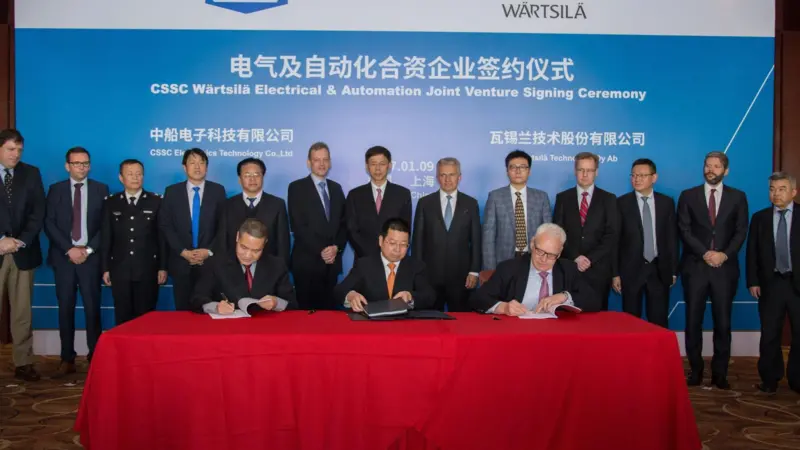 The new joint venture company agreement was signed by representatives from CSSC and Wärtsilä