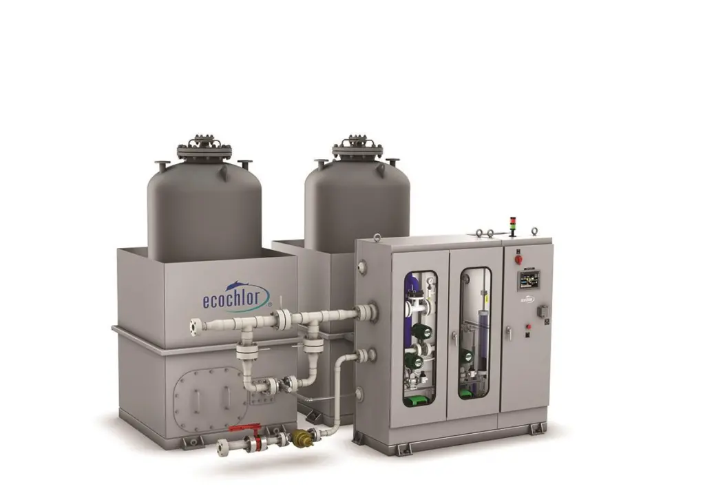 The Ecochlor BWTS uses a two-step process to treat ballast water