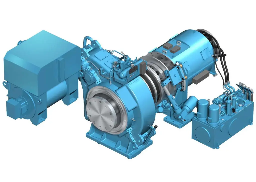 MARHY's key components: propeller shaft clutch (top right), tunnel gearbox (centre) and electrical package (left) governing electric propulion and PTO modes