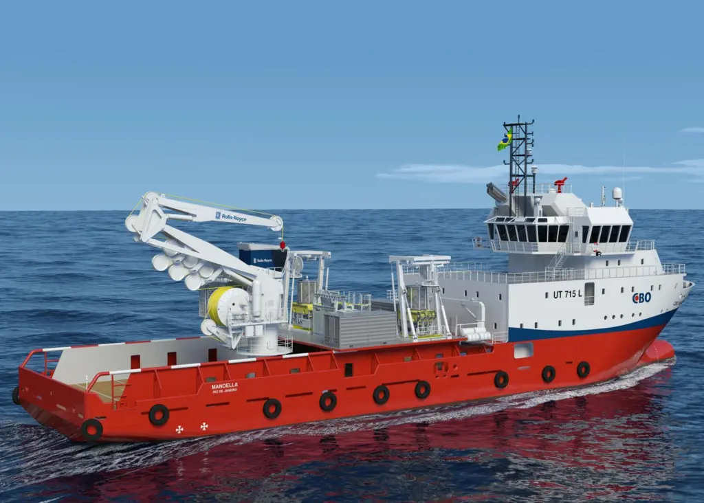 The UT 715 L design 'CBO Manoella' will receive a Rolls-Royce hybrid crane capable of using either steel or fibre rope