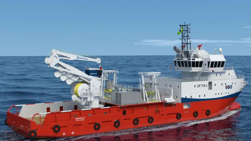 The UT 715 L design 'CBO Manoella' will receive a Rolls-Royce hybrid crane capable of using either steel or fibre rope