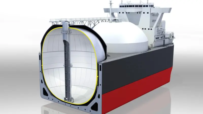 The non-spherical Moss tank under development by Kawasaki is said to offer similar reliability and greater cargo capacity