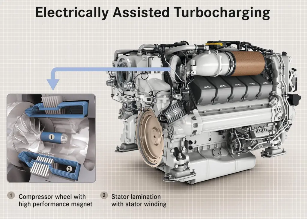 The 'media gap motor' enables electrically boosted charging without interfering with turbocharger aerodynamics