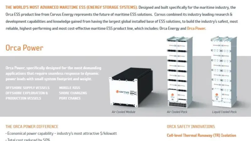 Corvus Energy storage systems