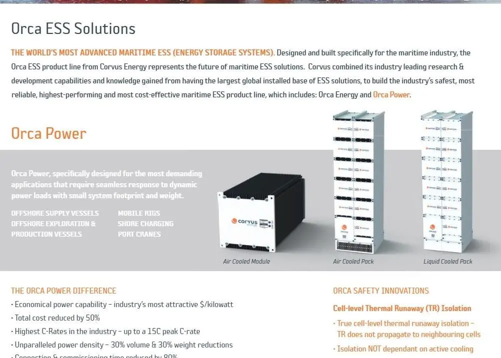 Corvus Energy storage systems