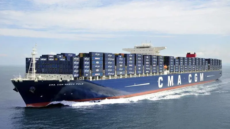 WinGD 12X92DF engines will power the nine newbuilds, each 6,000 teu bigger than the pictured 'Marco Polo'