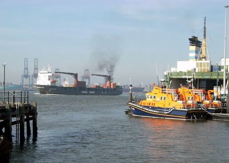 Emissions from container ship