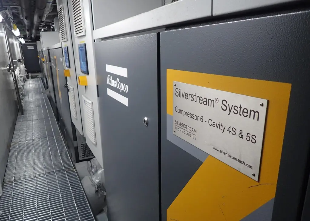 The Silverstream system relies on a constant and dependable supply of compressed air provided by the Atlas Copco ZS55 oil-free screw blowers