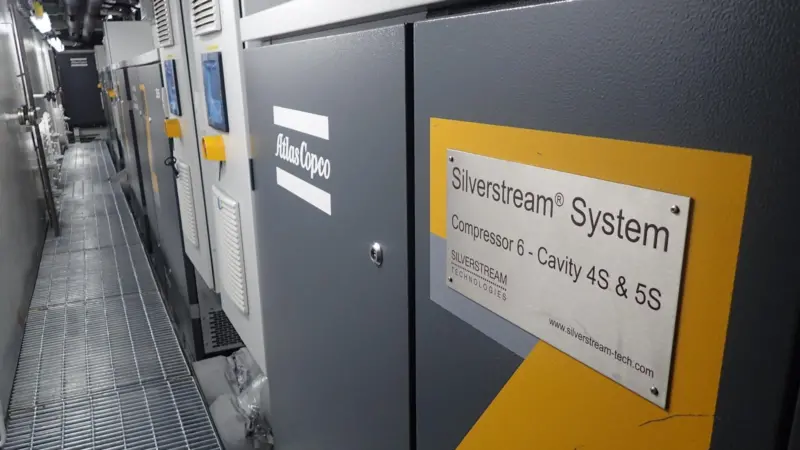 The Silverstream system relies on a constant and dependable supply of compressed air provided by the Atlas Copco ZS55 oil-free screw blowers