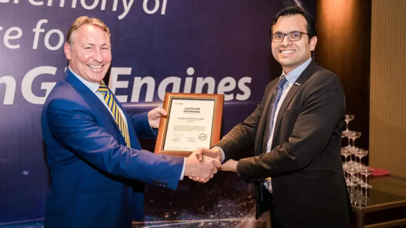 Andrew Stump (left), president, CMS and Anil Soni, general manager operations and China deputy managing director, WinGD