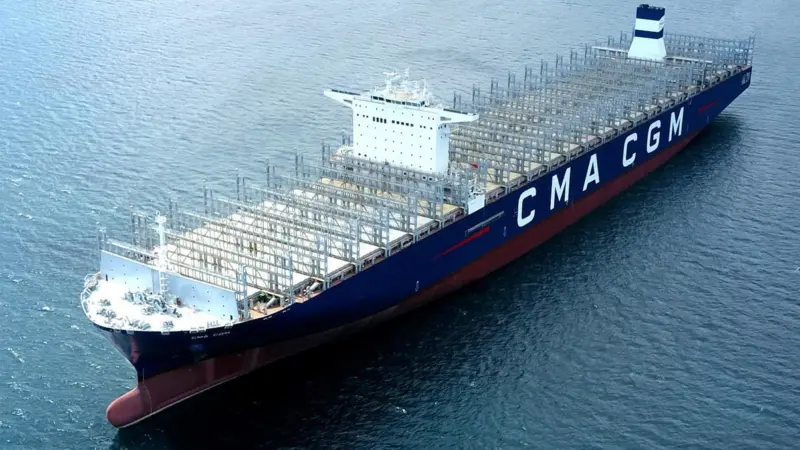 The 20,600 teu, Philippines-built 'Antoine de Saint Exupery', powered by a two-stroke WinGD X92 main engine
