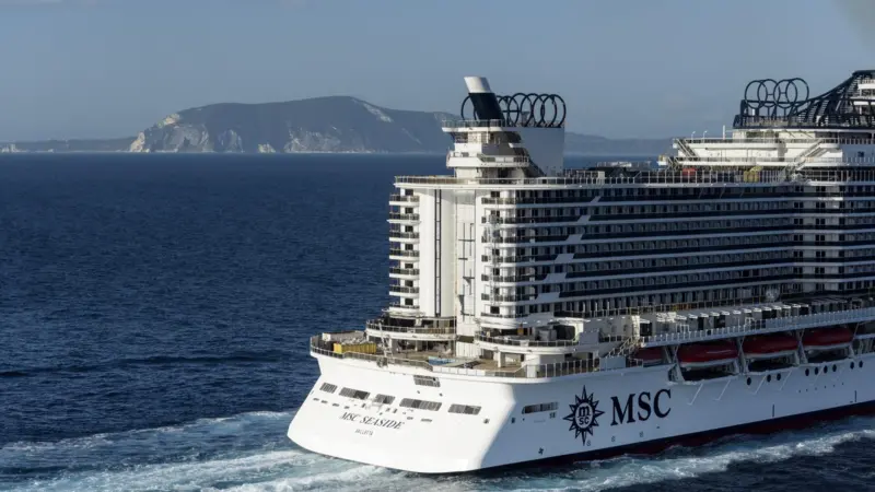 The distinctive aft end of 'MSC Seaside', said to be reminiscent of a Miami Beach condo