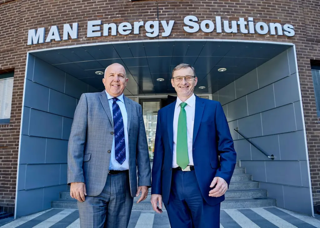 Sign of the times: Wayne Jones (left), chief sales officer and Thomas Knudsen, senior vice president, MAN Energy Solutions