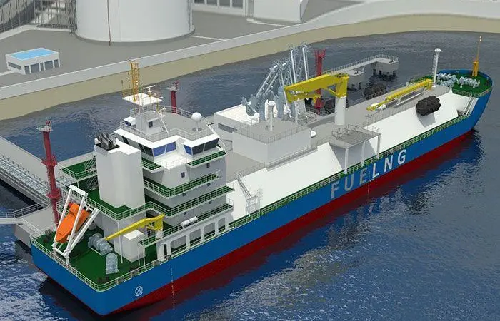 The LNG bunker barge, with 7,500 cubic metres of LNG capacity, will be owned and operated by FueLNG Pte Ltd Photo: FueLNG
