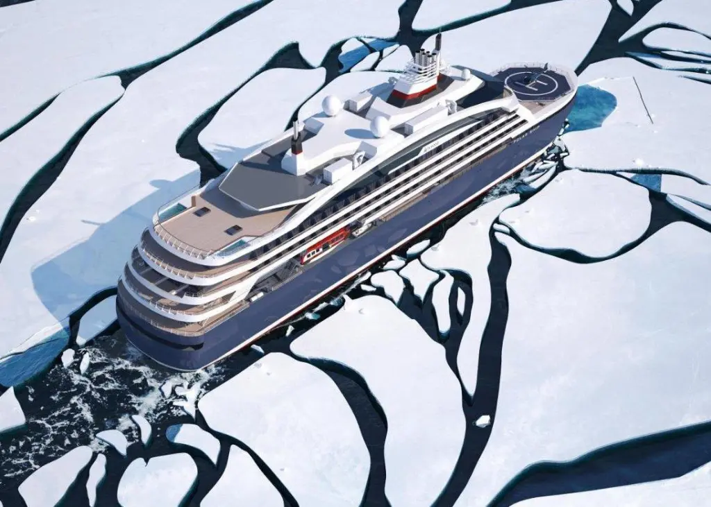 A first cruise reference for Wärtsilä 31 engines. on Ponant's forthcoming LNG-fuelled expedition cruise ship (credit: Ponant)